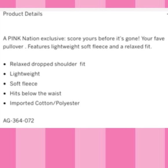 V.S. PINK PULLOVER SZ S EXCLUSIVE LTD. EDT. - Picture 7 of 15